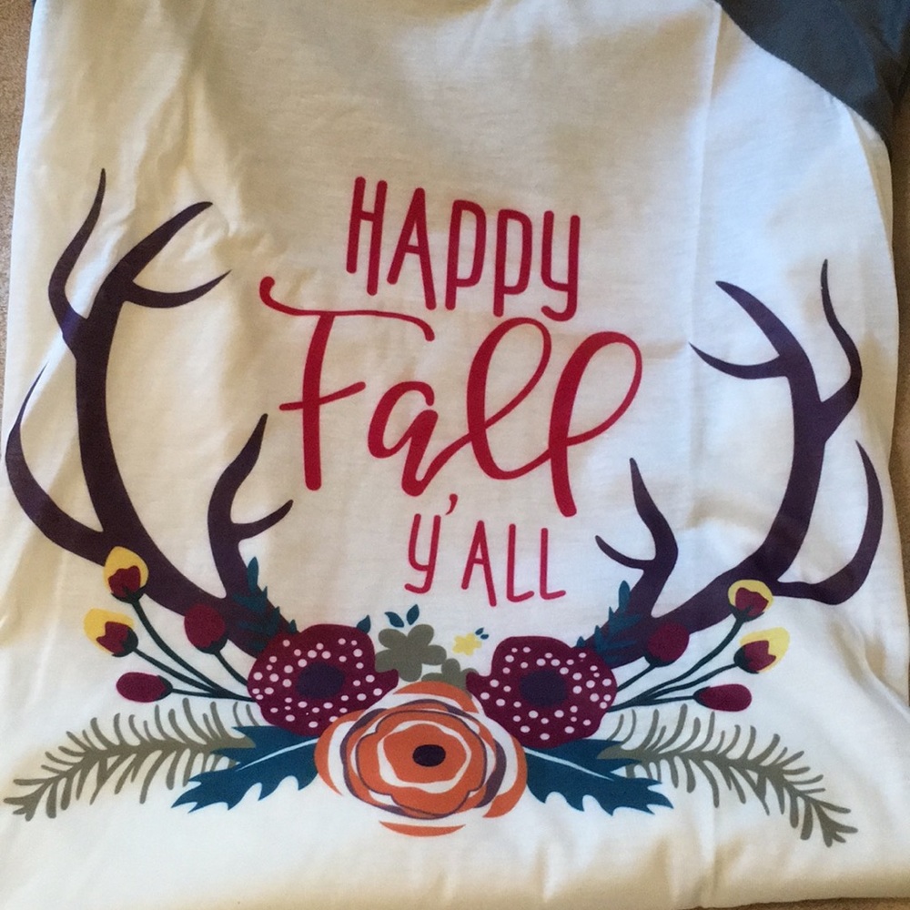 Happy Fall Y’all Ladies Baseball Tee size XXL NWT